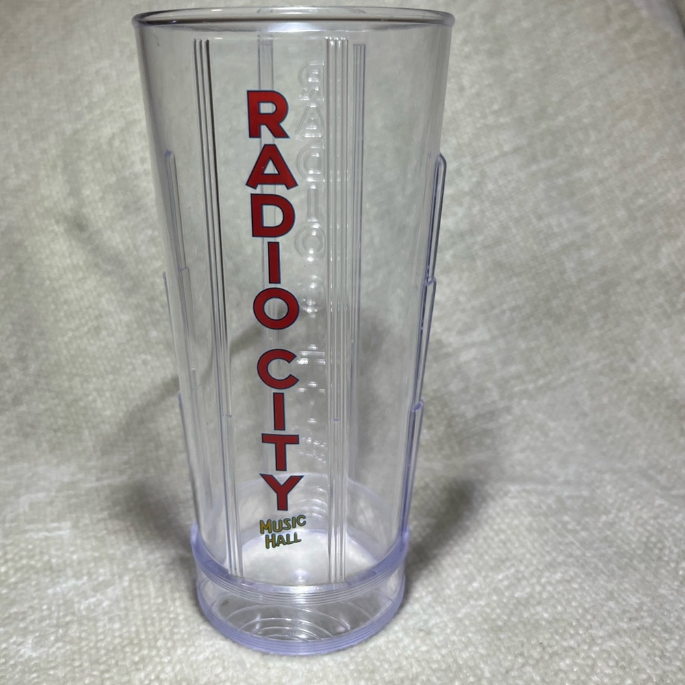 Radio City Clear Plastic Tumbler with Red Logo
